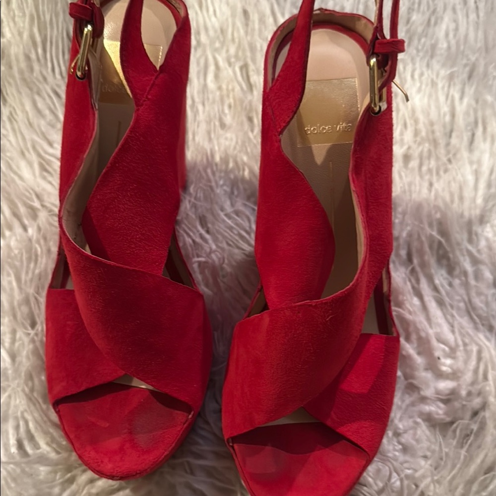 Red Suede Platfom Women's Sandals